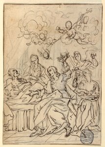 Desenho, Morte de São José, 1880 de Francesco Coghetti