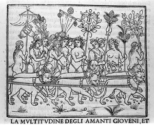 Gravura em "Hypnerotomachia Polyphili" (o sonho de Poliphila) pelo monge dominicano Francesco Colonna, Veneza de Francesco Colonna
