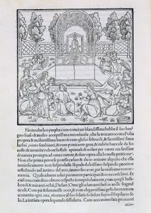 Ninfas com o amante da Polia, ilustração de uma cópia de &39;Hypnerotomachia Poliphili&39; de Francesco Colonna (c.1432-1527) de Francesco Colonna