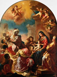 Adoração dos Magos, por Francesco Conti (1681-1760), Igreja de Santa Maria da Assunção em Montedomini, Florença, Toscana, Itália de Francesco Conti