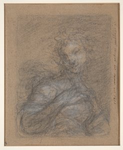 Figura de Meio Comprimento Feminino (recto); Soldado Sentado em Armadura (verso) de Francesco Curradi