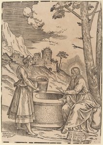 Cristo e a Mulher de Samaria de Francesco Denanto after Girolamo Pennacchi