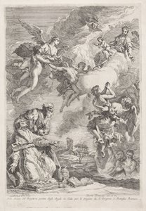 São Gregório o Grande e São Jerónimo rezam pelas almas no purgatório
Molte Anime del Purgatorio portate dagli Angeli in Cielo per le pregiere di S. Gregorio I. Pontefice Romano (título sobre o objecto)