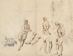 Cabeça de uma mulher e estudos de um nu masculino [verso] de Francesco Fontebasso