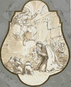 A Virgem aparece a São Filippo Neri e aos seus alunos de Francesco Fontebasso