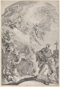 São Gregório I libertando almas do purgatório de Francesco Fontebasso after Sebastiano Ricci