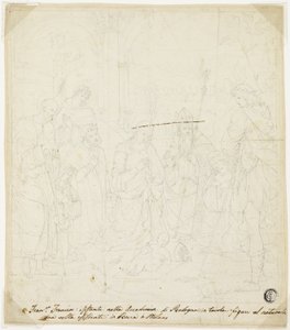 Adoração do Menino Jesus, com os Santos José, Francisco de Assis e Agostinho, com a presença de Anton Galeazzo Bentivoglio e Alessandro Bentivoglio de Francesco Francia