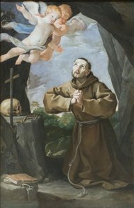 São Francisco adorando a cruz, c.1630-40 (óleo sobre tela) de Francesco Giovanni Gessi