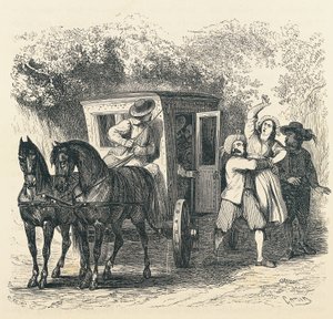 Rapto de Lucy, episódio de Betrothed, de Alessandro Manzoni (1785-1873), ilustração de Francesco Gonin (1808-1889) para a edição de 1840