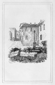 História do pilar da infâmia, folha de rosto de Francesco Gonin (1808-1889) para ensaio histórico de Alessandro Manzoni (1785-1873), Itália