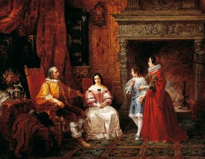 Príncipe conta ao jovem príncipe e sua mãe a decisão de Gertrude de se tornar freira, episódio de Betrothed por Alessandro Manzoni (1785-1873)