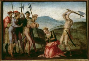 O martírio de uma santa feminina (painel) de Francesco Granacci