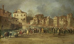 O incêndio no bairro de San Marcuola de Veneza, 28 de Novembro de 1789 de Francesco Guardi (copy after)