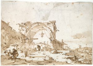 Um capricho com um arco gótico em ruínas de Francesco Guardi