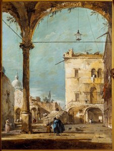 Um pórtico em Veneza Pintura de Francesco Guardi (1712-1793) Paris do século XVIII, Musee Jacquemart Andre de Francesco Guardi