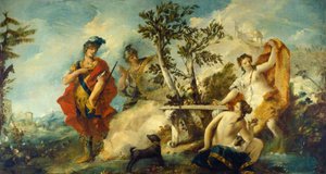 Carlo e Ubaldo Resistindo aos Encantamentos das Ninfas de Armida, 17501755 de Francesco Guardi