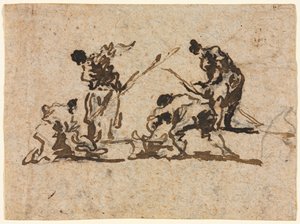Agricultores e pescadores trabalhando, século XVIII. de Francesco Guardi