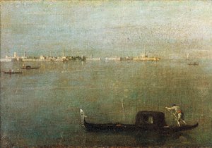 Gôndola na Lagoa, Lagoa Cinzenta c. 1765 (óleo sobre tela) de Francesco Guardi