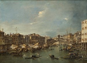 Grande Canal com a Ponte Rialto, Veneza de Francesco Guardi