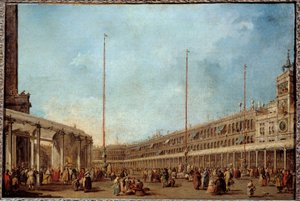O Doge de Veneza segue a procissão do Corpus domini piazza San Marco (Praça de São Marcos) Este é provavelmente o Doge Alviso IV Mocenigo (1763-1778). Pintura de Francesco Guardi (1712-1793) 1766-1770 Sol. 0,67x1m de Francesco Guardi