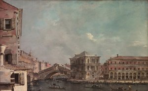 O Grande Canal acima do Rialto, c.1760 (óleo sobre tela) de Francesco Guardi