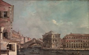 O Grande Canal acima do Rialto, final dos anos 1760. de Francesco Guardi