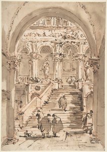 A Escadaria dos Gigantes, Palácio Ducal, Veneza de Francesco Guardi
