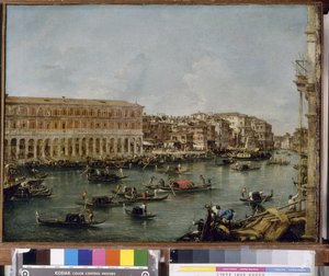 Vista do Grande Canal com o Fabbriche Nuove di Rialto, 1756-60 de Francesco Guardi
