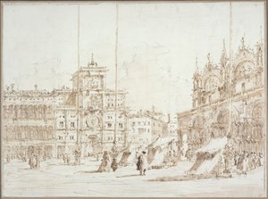 Vista de Veneza: a [torre do relógio] na Praça de São Marcos de Francesco Guardi