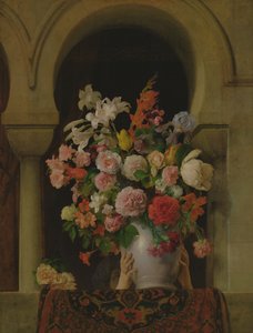 Um vaso de flores na janela de um harém, 1881 de Francesco Hayez