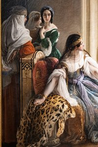 Giorgio Cornaro, enviado para Chipre pela República de Veneza, informa a Rainha Caterina Cornaro, uma das suas parentes, que já não é proprietária do seu reinado, pois o padrão Leão está a acenar na fortaleza da ilha de Francesco Hayez