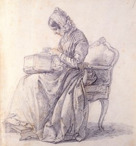 Retrato de sua esposa, de Francesco Hayez (1791-1882), desenho de Francesco Hayez