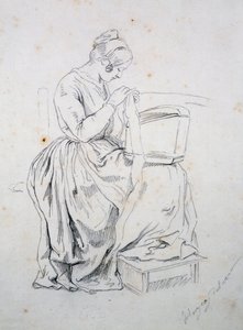 Estudo para retrato de sua esposa de Francesco Hayez