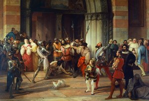 Ventura Fenaroli Preso na Igreja Carmine em Brescia pelos franceses, por Francesco Hayez de Francesco Hayez