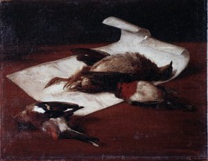 Jogo morto Pintura por Francesco Inganni (1793-1873) 1862 Dim 25,6x33,2 cm Genes, Galleria d