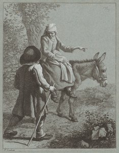 Menino e menina com um burro