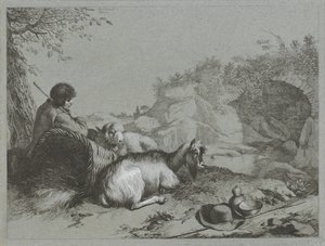 Pastor com ovelhas e cabras
Cenas de pastores (título da série) de Francesco Londonio