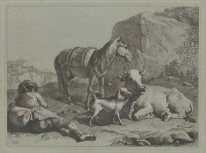 Pastor reclinado com um saco, c. 1763. de Francesco Londonio
