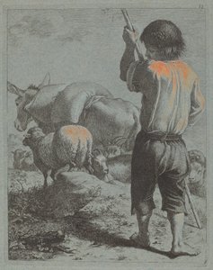 Pastor com burro, ovelha e cabra de Francesco Londonio