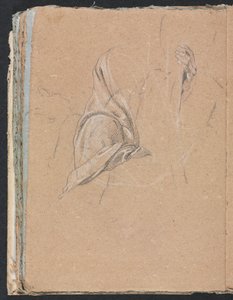 Verona Sketchbook: Estudo de cortinas com a mão esquerda, páginas 56, 1760. de Francesco Lorenzi