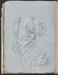 Verona Sketchbook: Estudo de cortinas com a mão esquerda, páginas 86, 1760. de Francesco Lorenzi