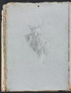 Verona Sketchbook: Cabeça e ombros nus masculinos por trás da página 62, 1760. de Francesco Lorenzi