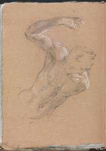 Verona Sketchbook: Nu masculino com o braço direito levantado (página 32) de Francesco Lorenzi