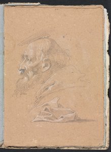 Caderno de desenho de Verona: Monge de perfil com cortinas, páginas 87, 1760.