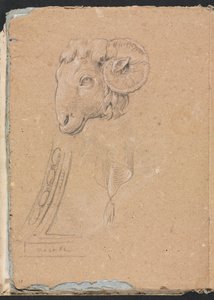 Verona Sketchbook: Rams head page12, 1760. de Francesco Lorenzi