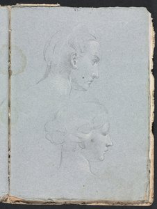 Verona Sketchbook: Duas cabeças, página 85, 1760. de Francesco Lorenzi