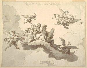 Desenho, Projeto para um teto pintado: Triunfo da mansidão e da força, ca. 1780