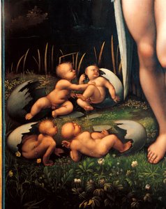 Leda e o cisne (pormenor) de Francesco Melzi or Melzo