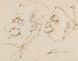 Página de caricaturas (lápis, caneta e tinta no papel) de Francesco Nenci