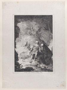 São Paulo Eremita e Santo António Abade conversando numa paisagem, depois de Pi..., ca. 1784-1836. de Francesco Novelli